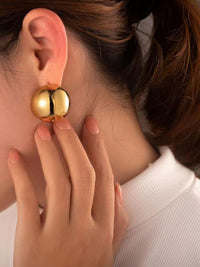 Anting-anting kancing kontemporari bersalut emas masin