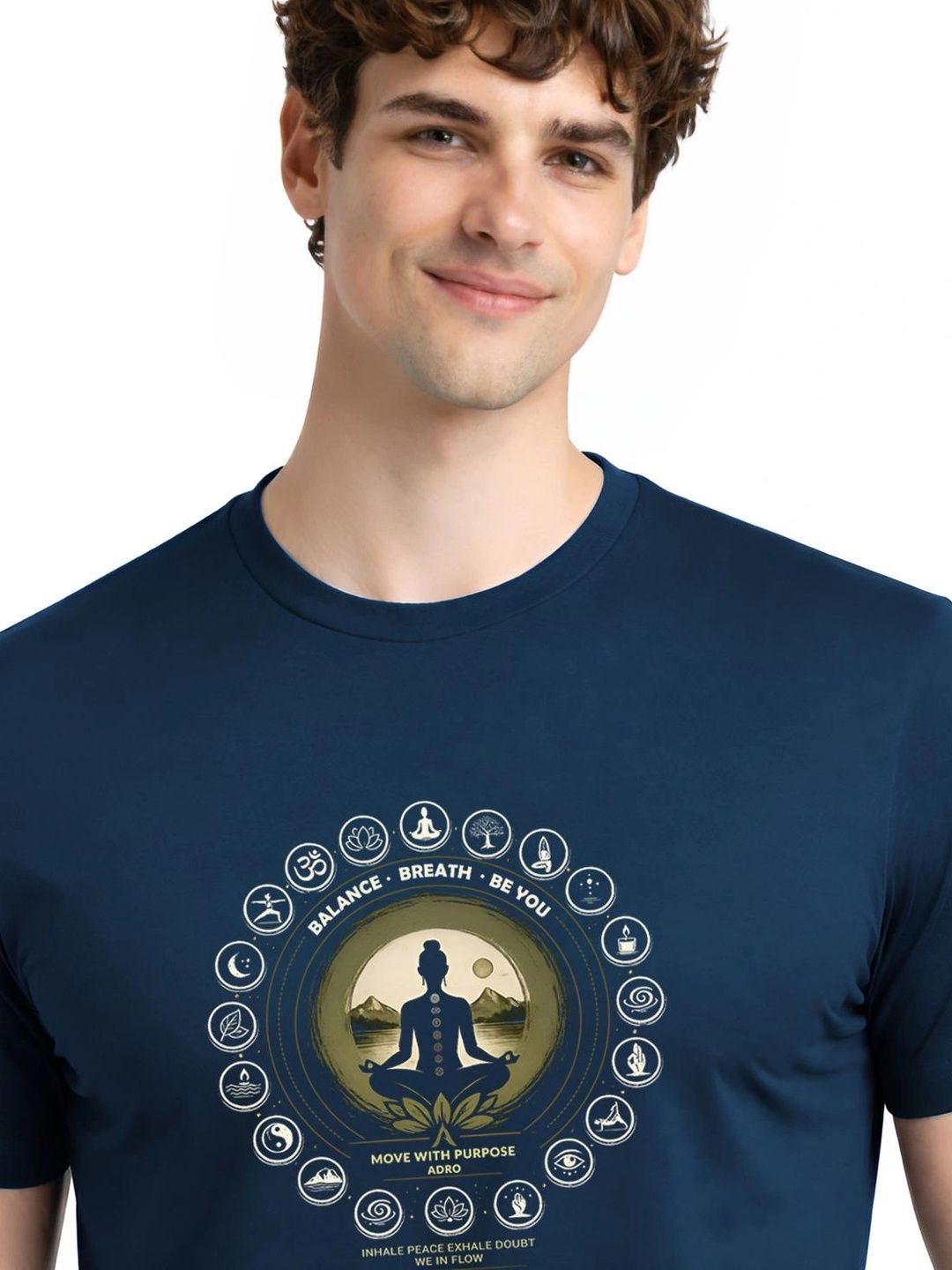 ADRO Lelaki Grafik Bercetak Leher Bulat Lengan Biasa Kapas T-shirt