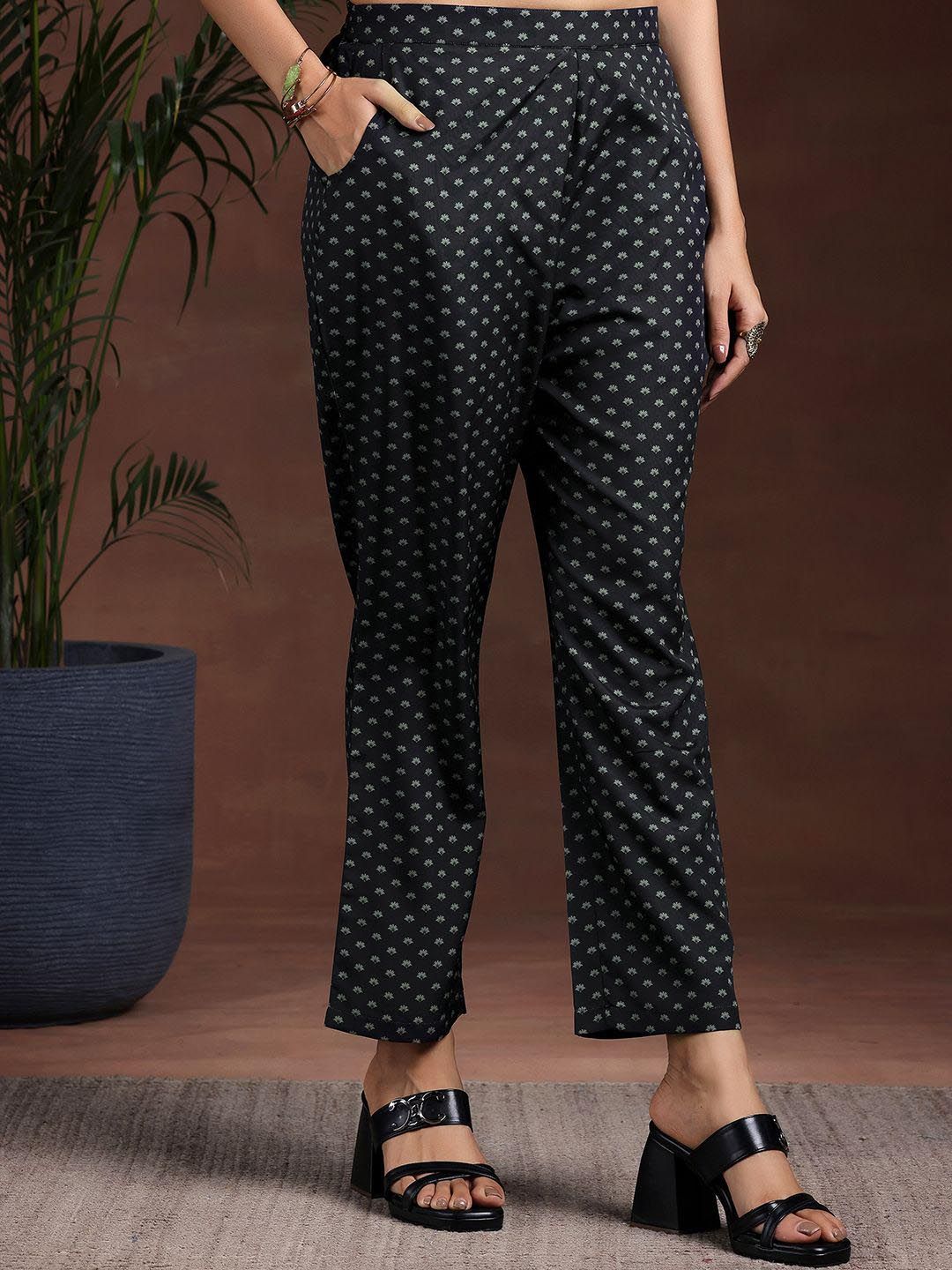 Libas Floral Printed Notched Neck Straight Kurta With Trousers & Dupatta