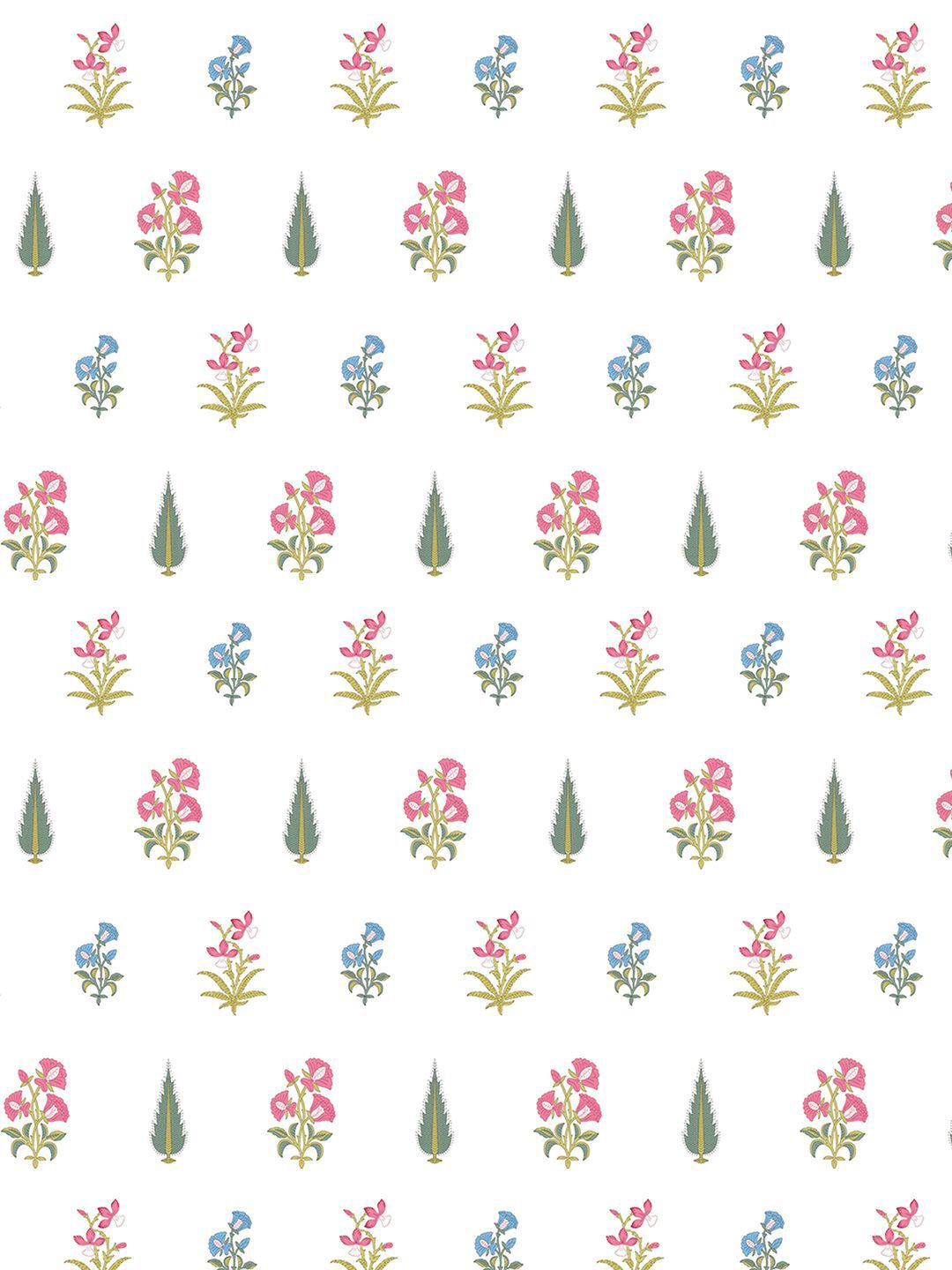 URBAN SPACE White & Green 3 Pieces Floral Printed Cotton Square Cushion Covers