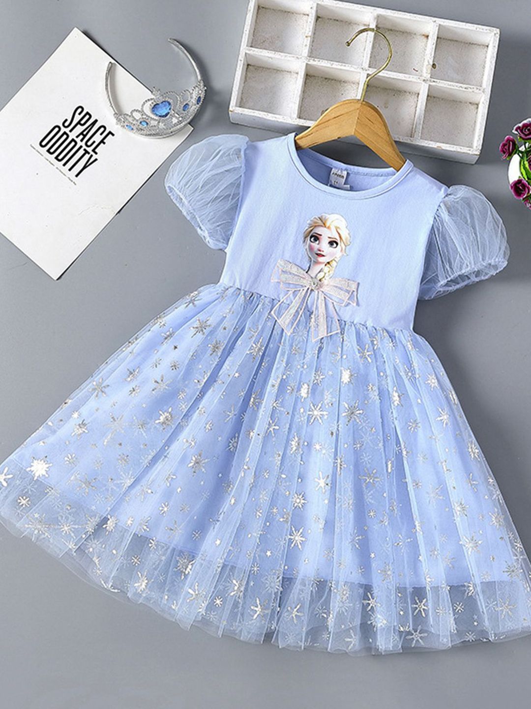 YK Girls Floral Gathered or Pleated Round Neck Fit & Flare Dress