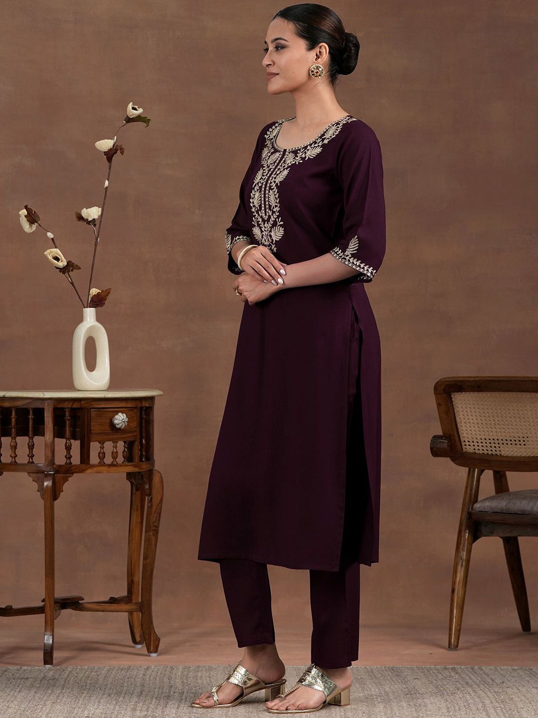 Libas Floral Yoke Design Kurta with Trouser