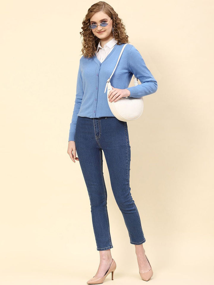 Monte Carlo Women V Neck Full Sleeve Cardigan