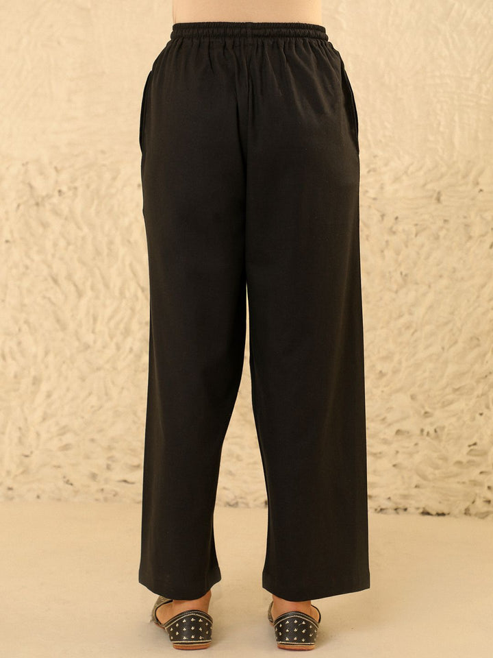 House of Chikankari Women Black Cotton Solid Pant