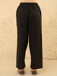 House of Chikankari Women Black Cotton Solid Pant
