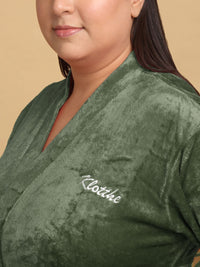 KLOTTHE Women Plus Size Woollen Bath Robe With Belt