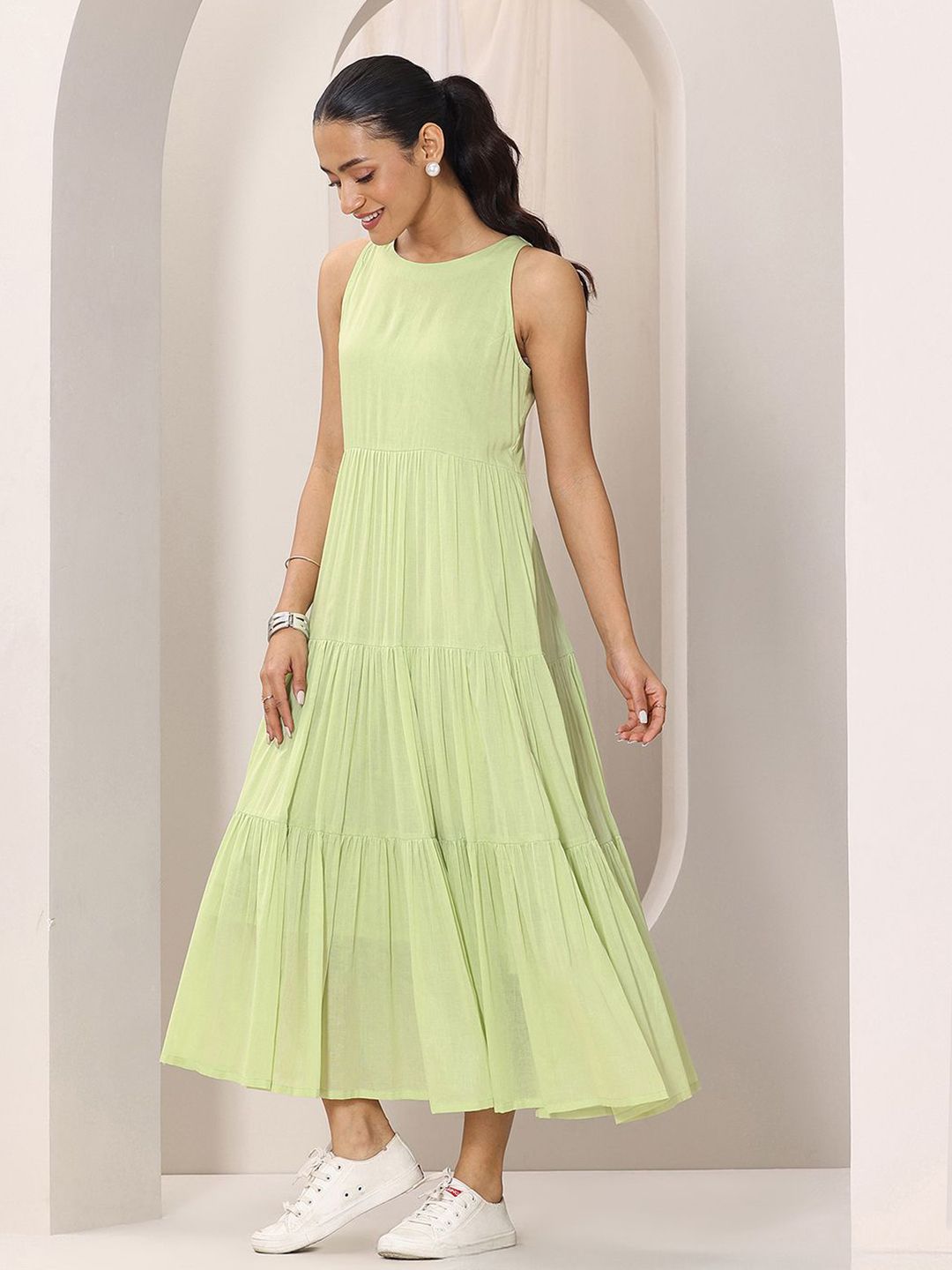 Libas Women Cotton Fit & Flare Midi Dress