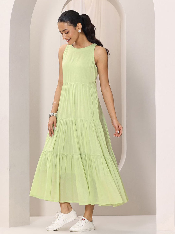 Libas Women Cotton Fit & Flare Midi Dress