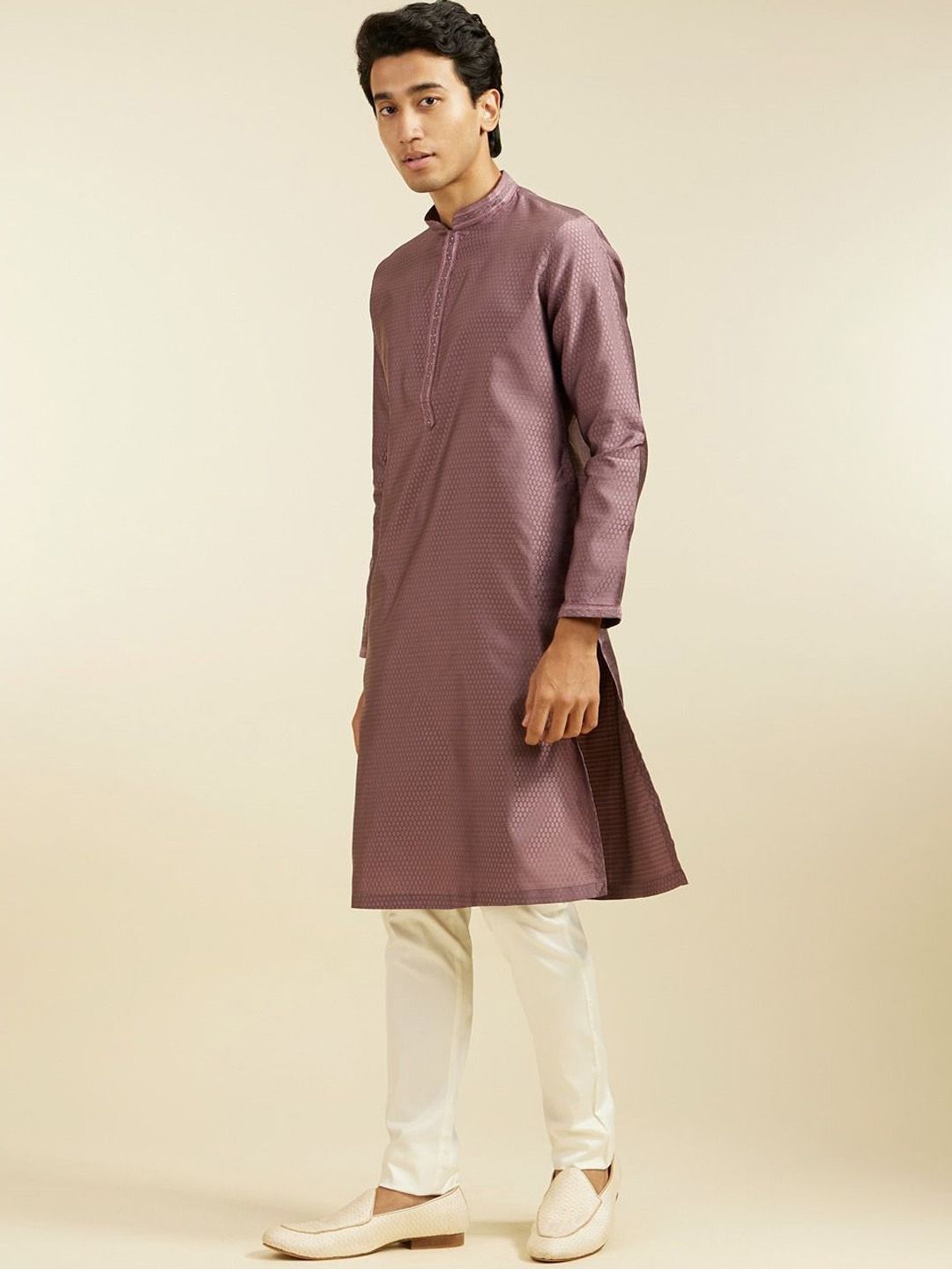 Diwas by Manyavar Ethnic Motifs Self Design Mandarin Collar Straight Kurta