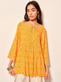 Global Desi Women Ethnic Printed Tie-Up Neck Top