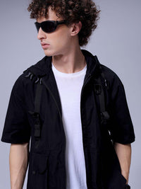 The Indian Garage Co Men Boxy Fit Hood Solid Cotton Casual Shirt