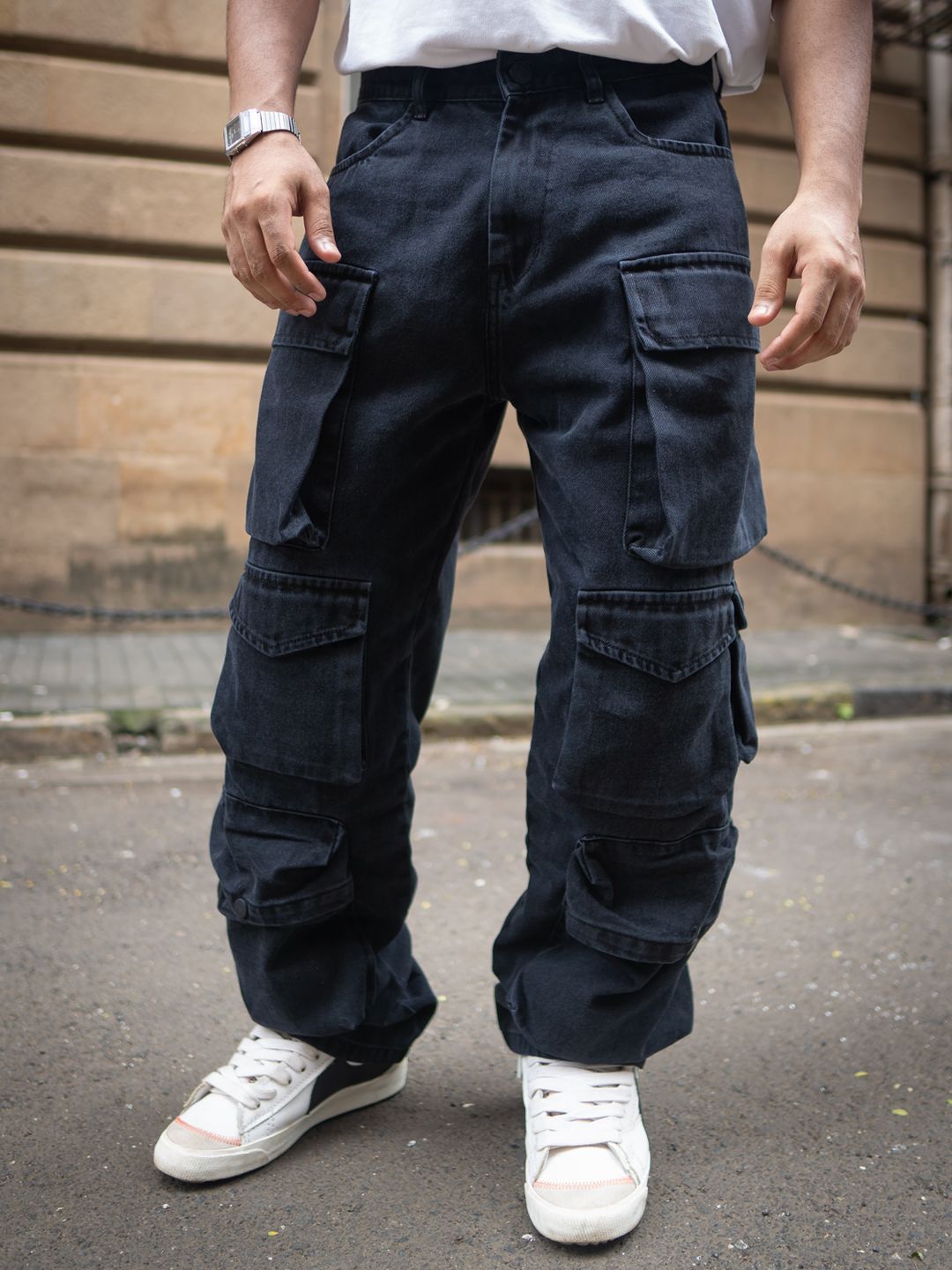 Powerlook Men Baggy Fit Cargo Style Jeans