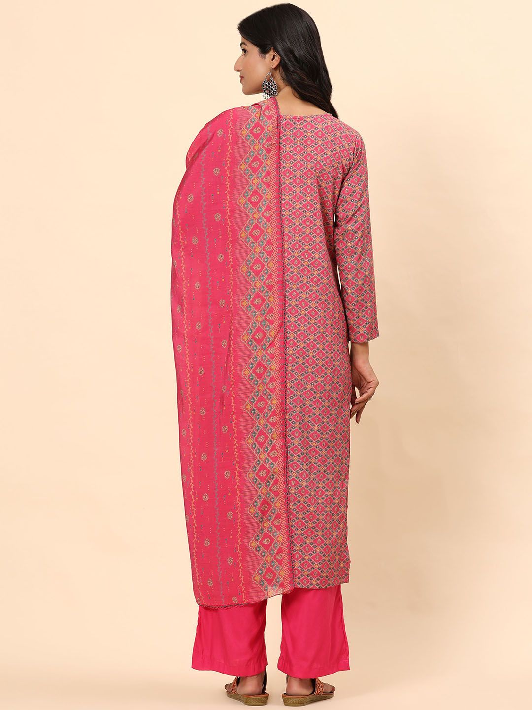 Mamicha Women Ethnic Motifs Printed Regular Pure Cotton Kurta with Trousers & With Dupatta