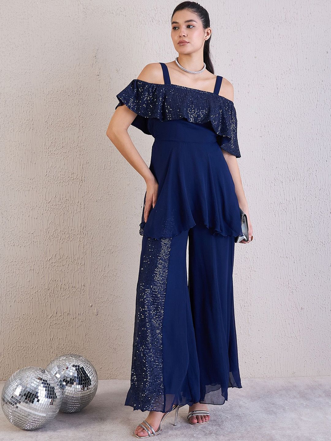 Antheaa Embellished Top With Palazzos