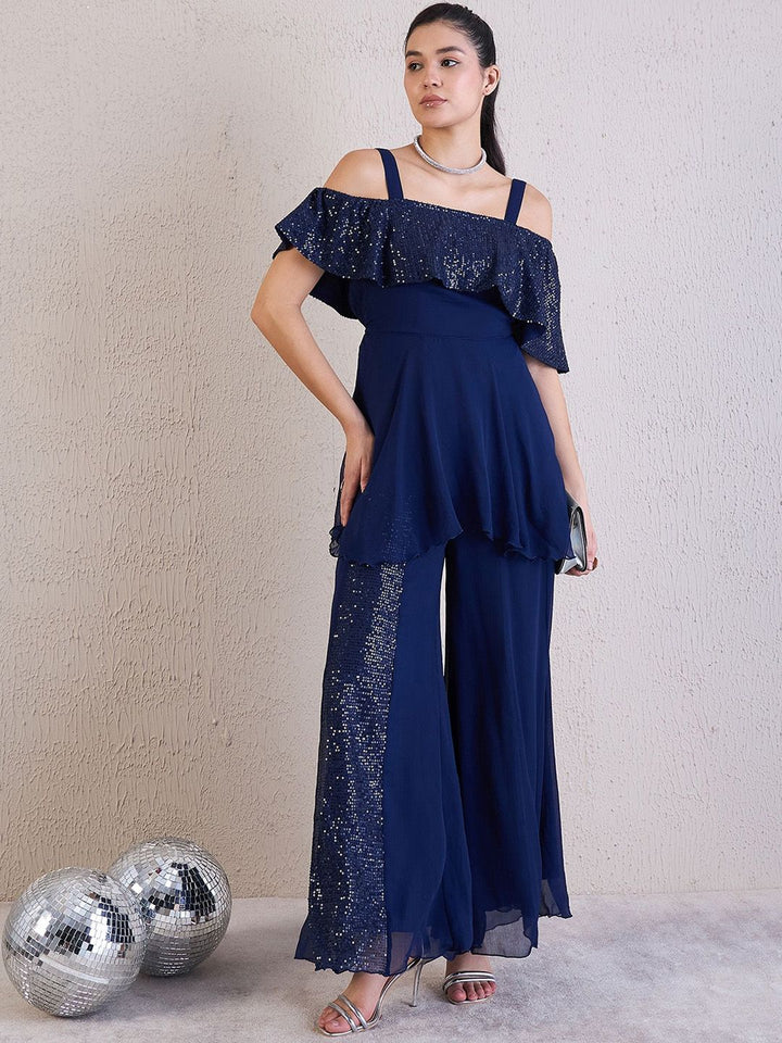 Antheaa Embellished Top With Palazzos