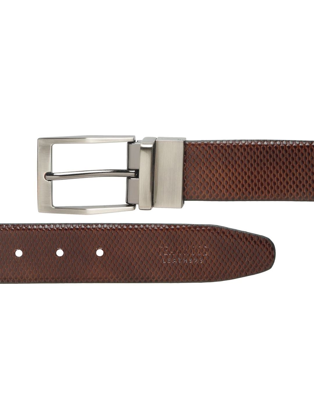 Teakwood Leathers Men Textured Leather Reversible Formal Belt