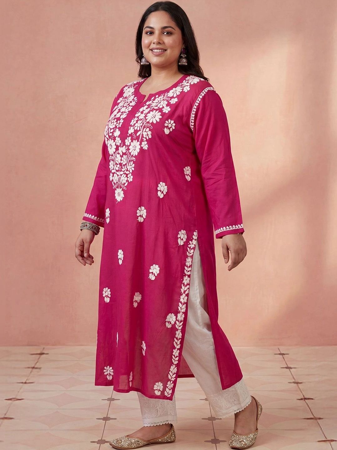 Rumah Wanita Chikankari Sulam Kurta Chikankari