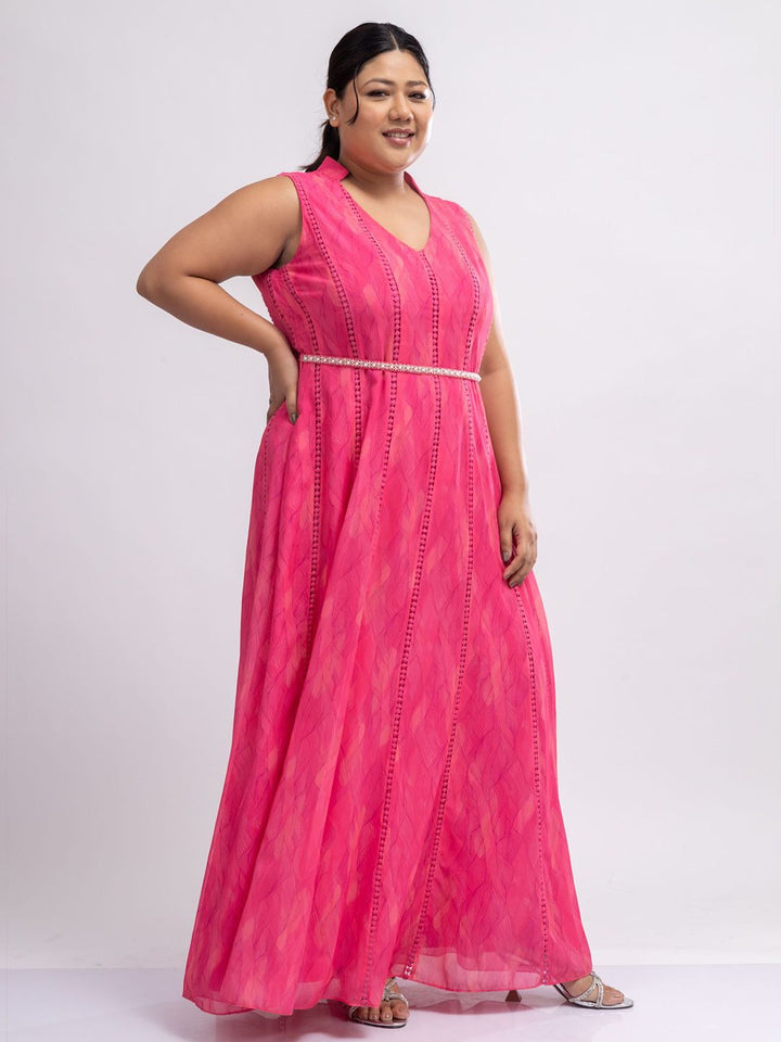 Pakaian Mamicha Cobweb Wanita Bercetak Georgette Maxi