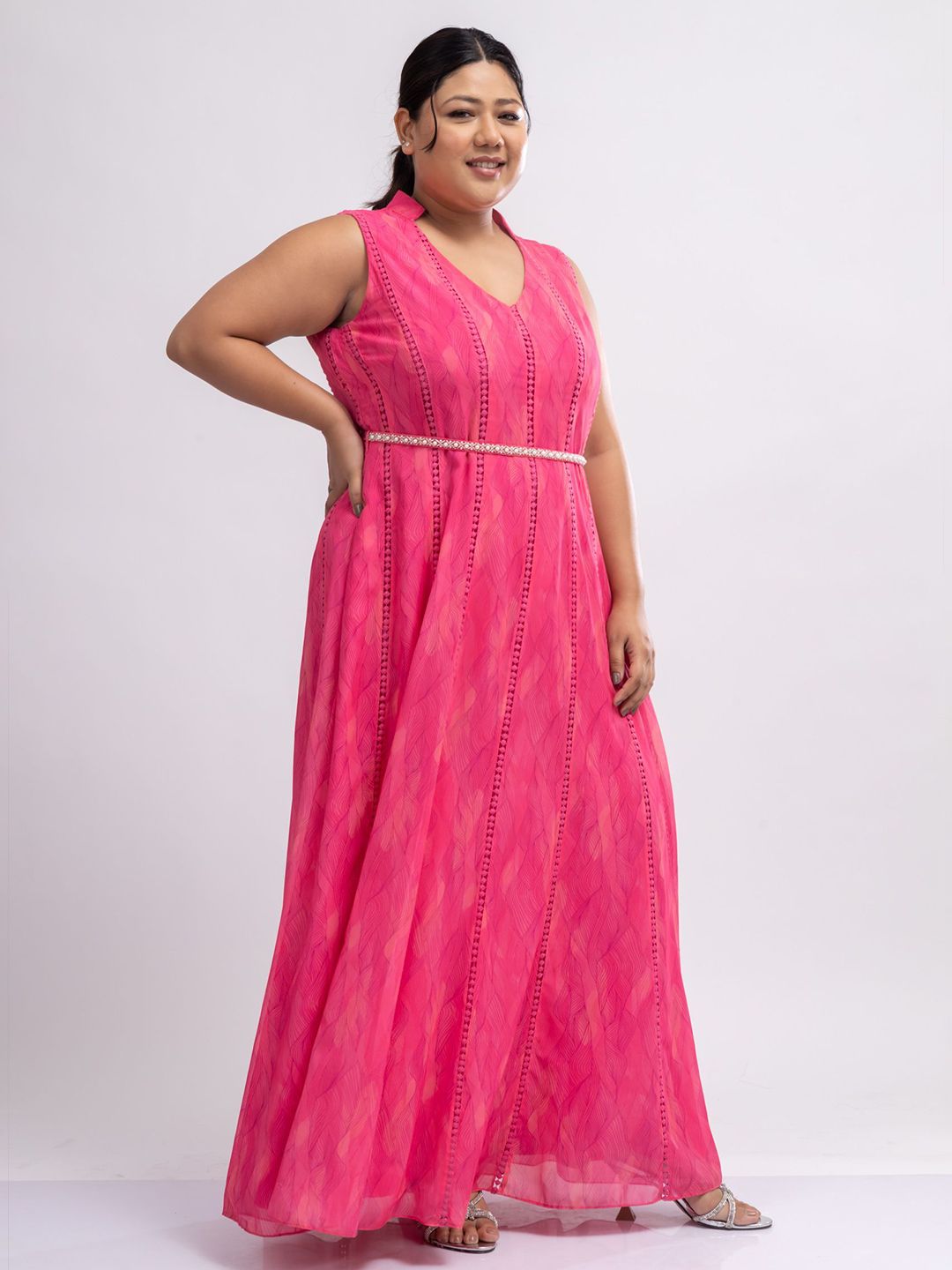 Pakaian Mamicha Cobweb Wanita Bercetak Georgette Maxi