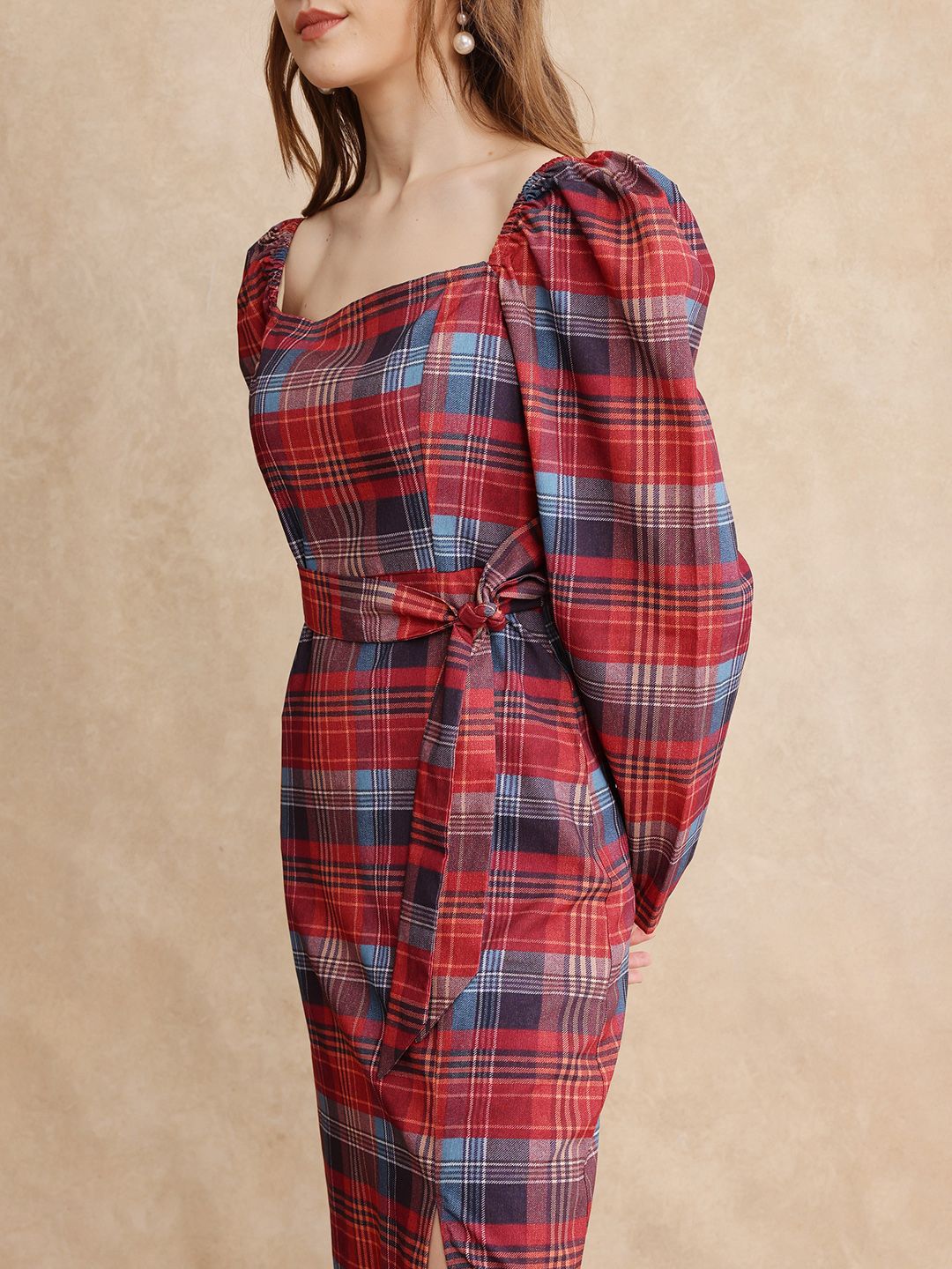 RAREISM Women Checked A-line Midi Dress