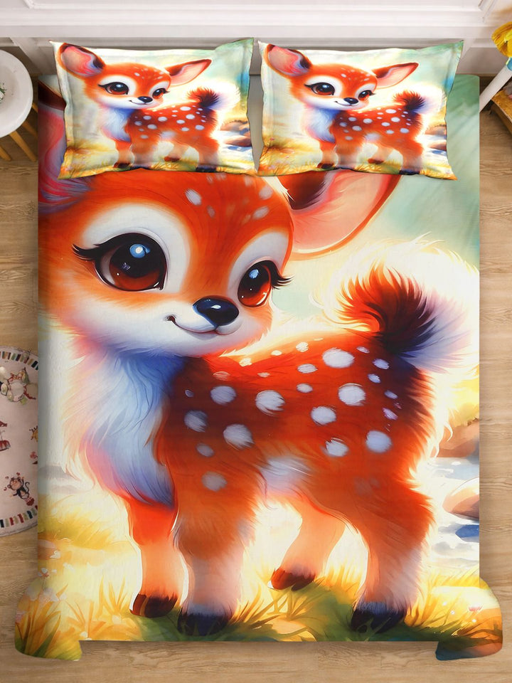 Klotthe Cartoon Printed 400 TC Double King 7D Bedsheet With 2 Pillow Cover-2.50m x 2.25m
