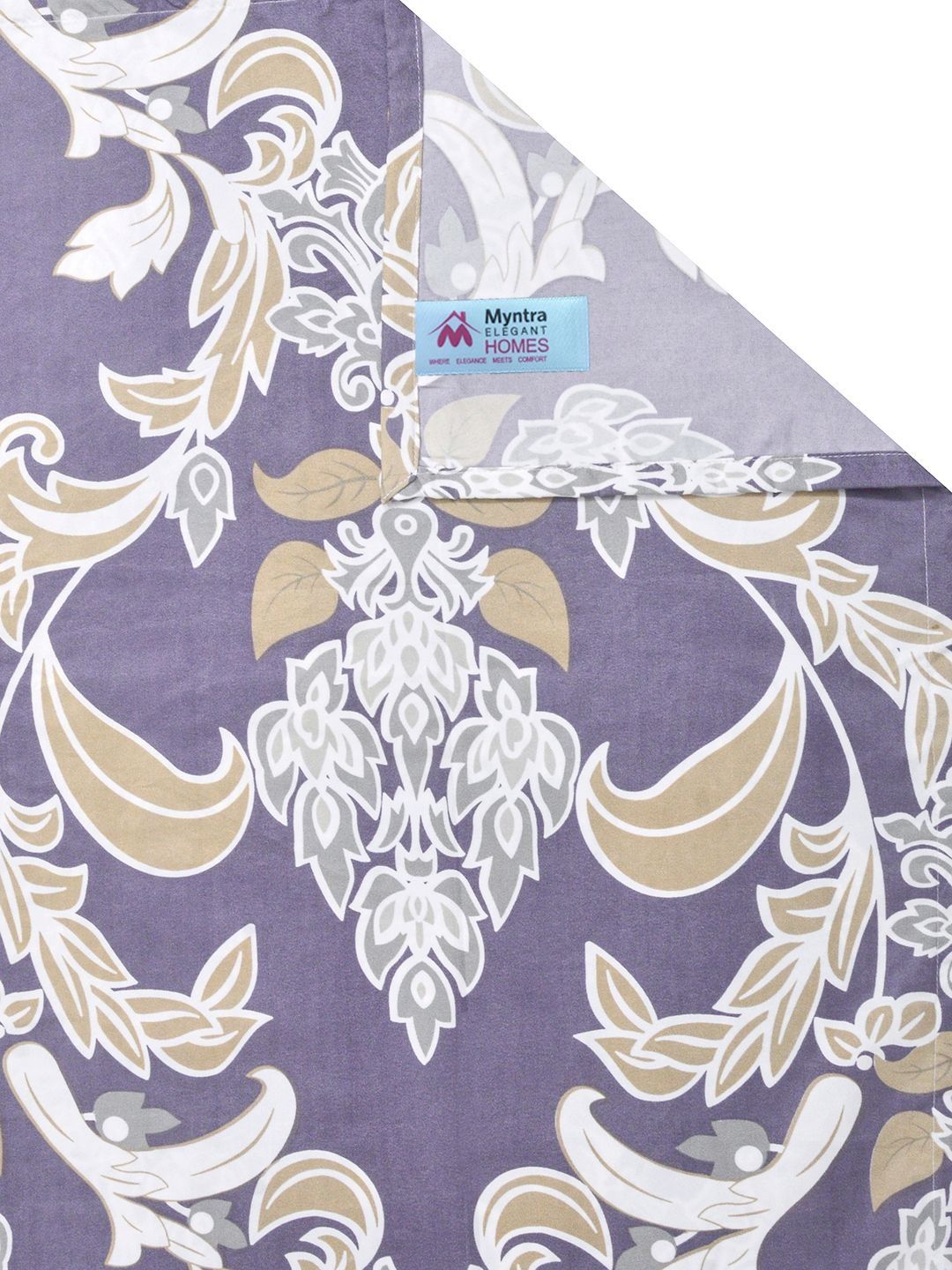Myntra Elegant Homes Purple Floral 300 TC King Bedsheet with 2 Pillow Covers