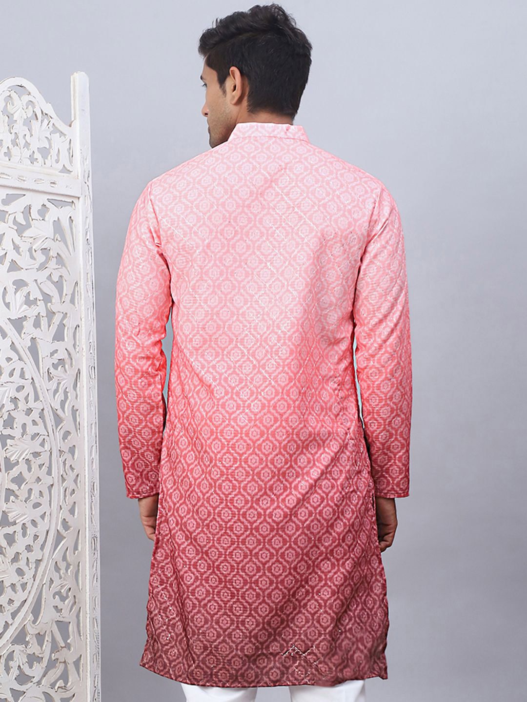 Jompers Ethnic Motifs Printed Mandarin Collar Straight Kurta