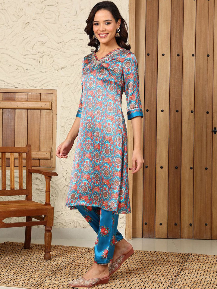 W Women Floral Printed Regular Kurta with Trousers & With Dupatta