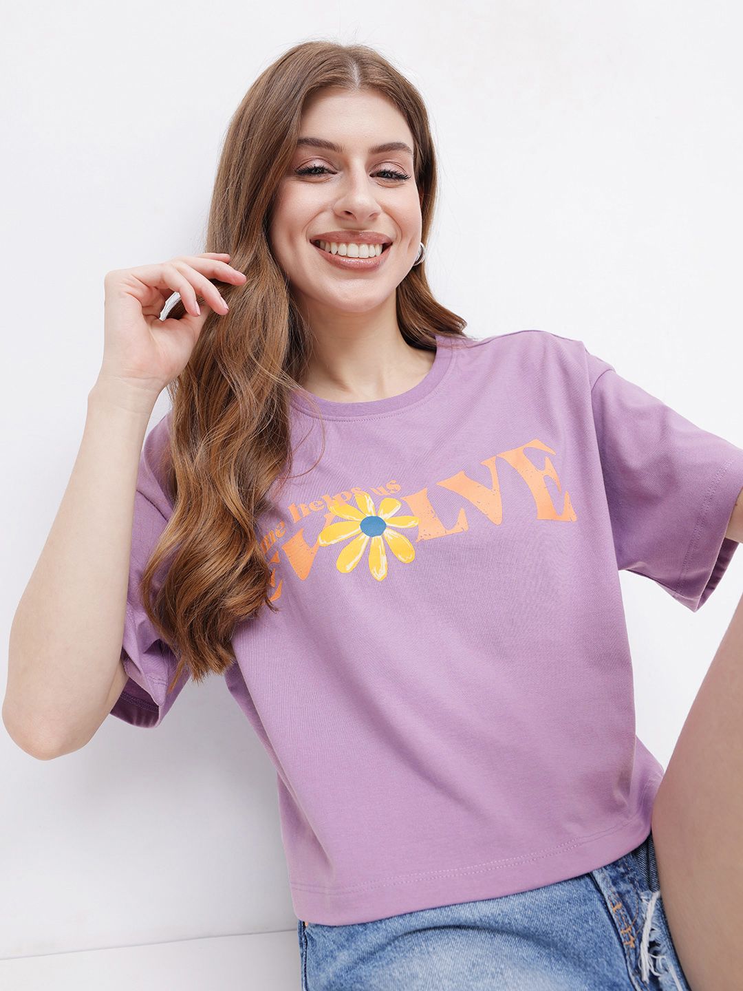 DressBerry Minimalist Message Printed Boxy T-shirt