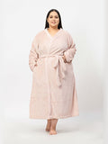 KLOTTHE Woolen Plus Size Pink Bath Robe With Belt