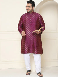 SOJANYA PLUS Ethnic Motifs Band Collar Straight Kurta With Pyjamas