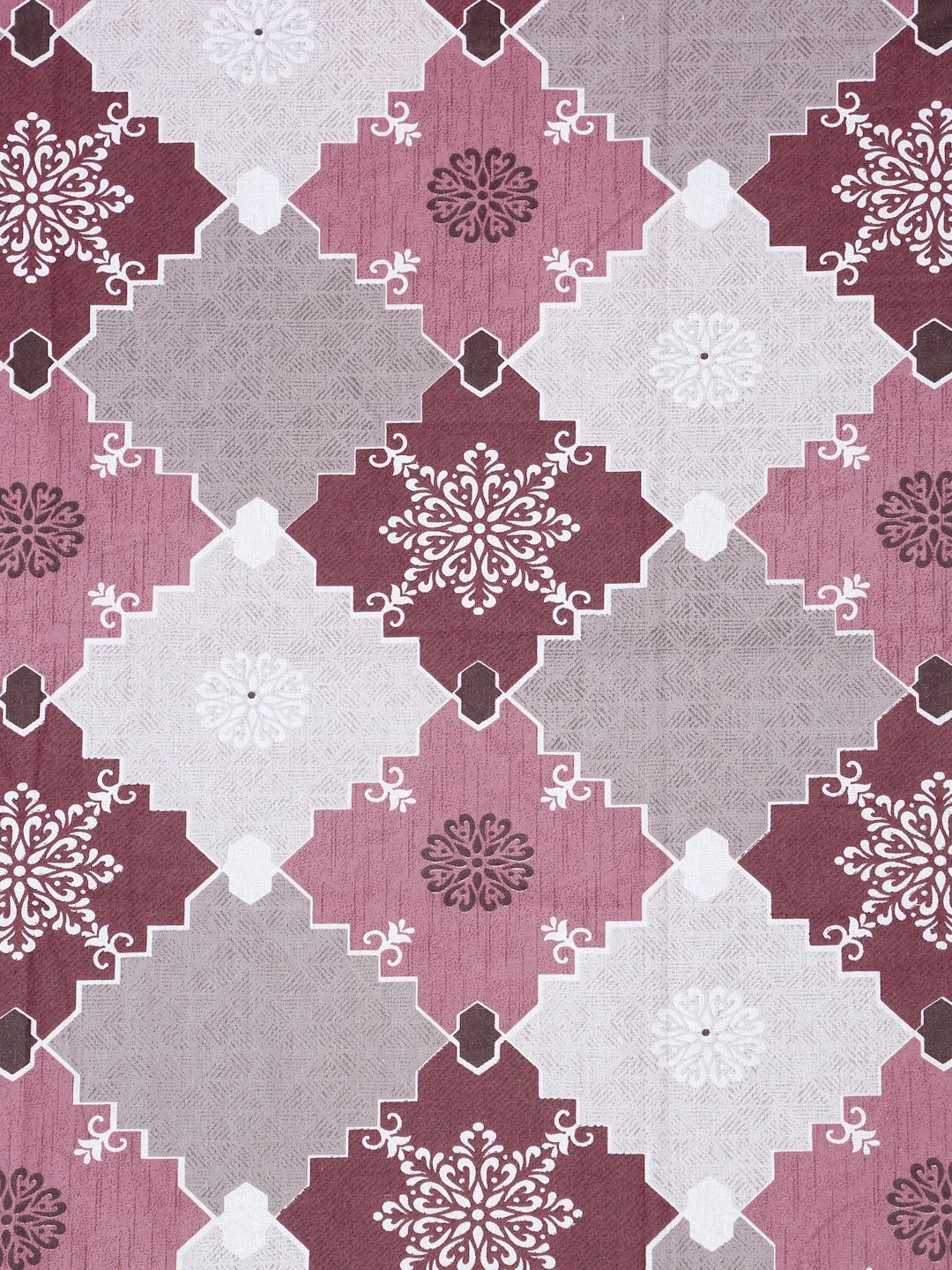 Myntra Elegant Homes Pink Geometric Fitted 400 TC Cotton Set Cadar King 2.50 m x 2.25 m