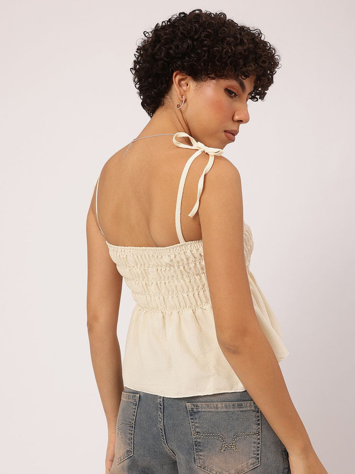 DressBerry Graceful Gathered Peplum Tie-Up Twirl Top
