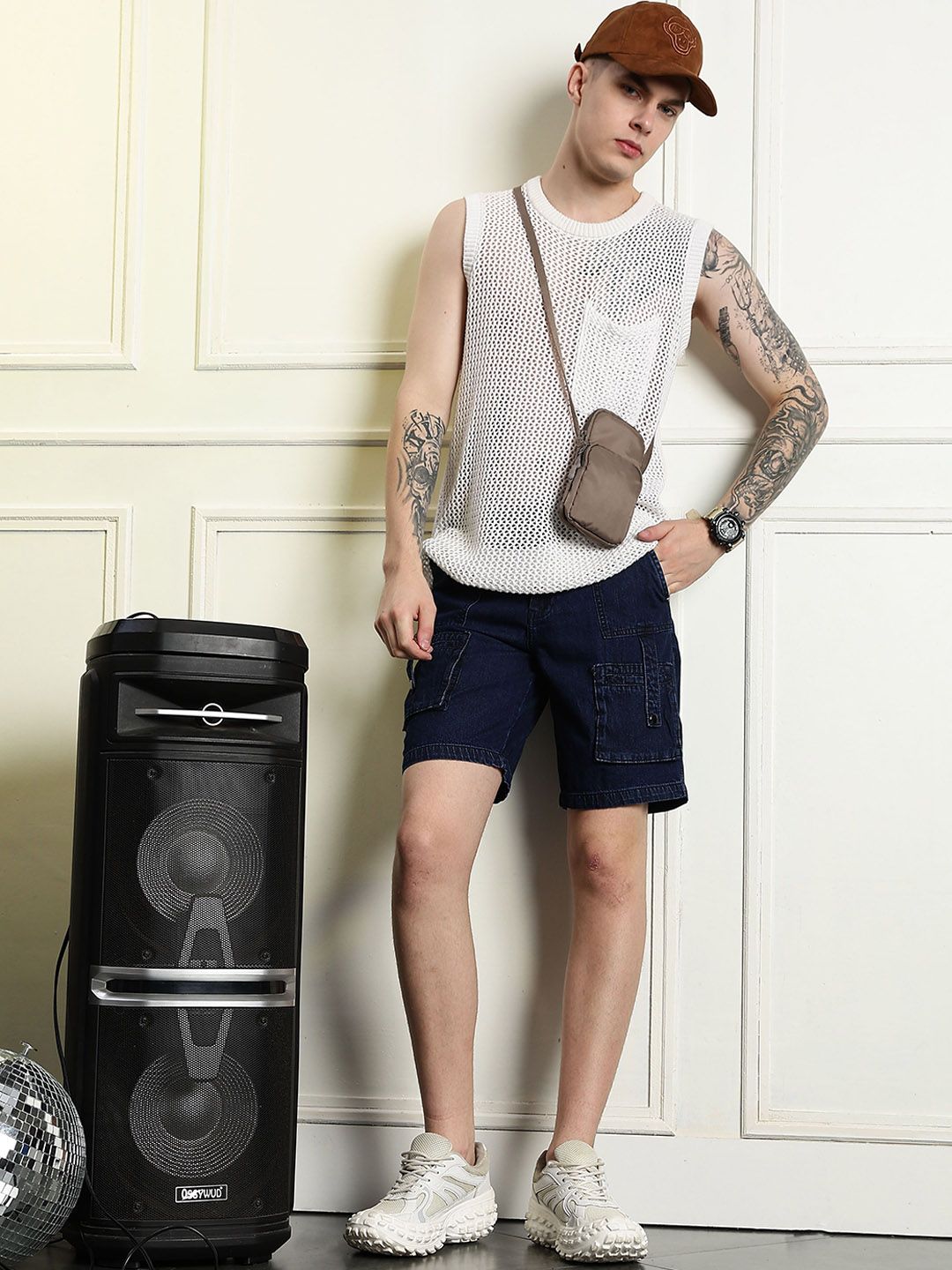 Eszett Men Baggy Seluar Denim Pertengahan Bertingkat Baggy