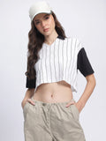 DressBerry Casual Constructs Striped Boxy Crop T-shirt