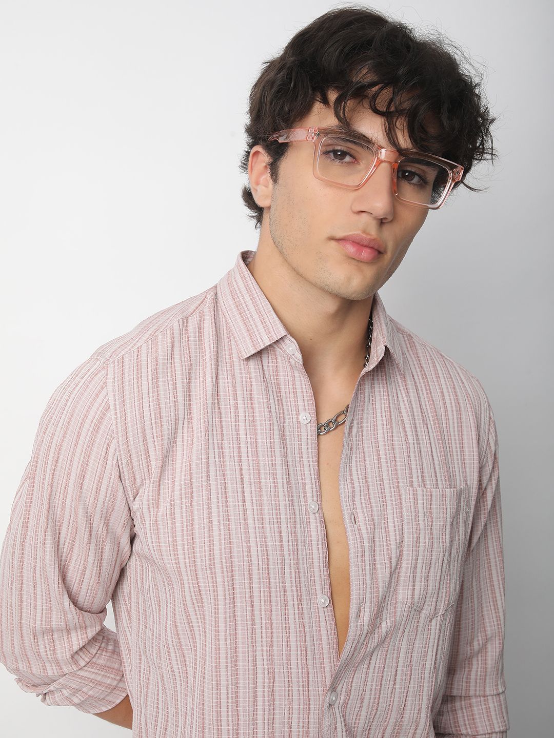 VASTRADO Men Classic Spread Collar Textured Slim Fit Casual Shirt
