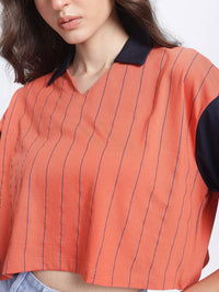 DressBerry Street Savvy Knits Striped Boxy Crop T-shirt