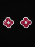 PANASH 925 Sterling Silver Rhodium-Plated Cubic Zirconia Studs