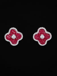 PANASH 925 Sterling Silver Rhodium-Plated Cubic Zirconia Studs