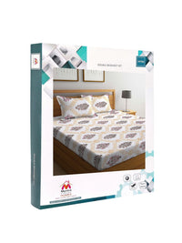 Myntra Elegant Homes White & Yellow Floral Printed Dilengkapi 300 TC King Bedsheet dengan 2 Sarung Bantal