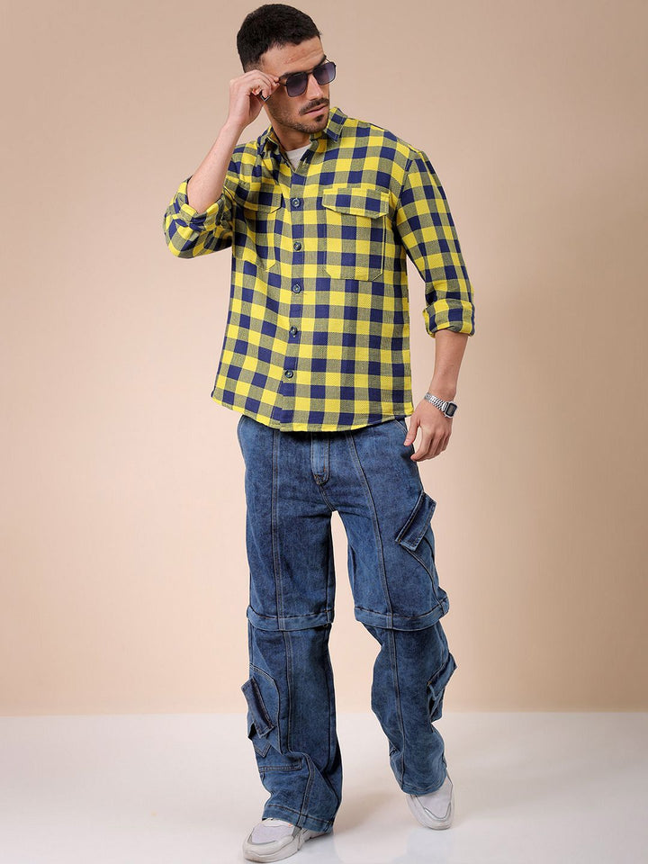 The Indian Garage Co Men Relaxed Fit Checked Dobby Textured Resortwear Shirt