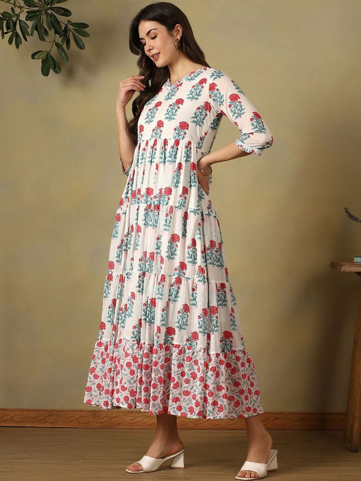 Mamicha Floral Print A-Line Maxi Dress