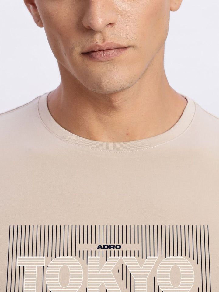 ADRO Typography Printed Round Neck Cotton T-shirt