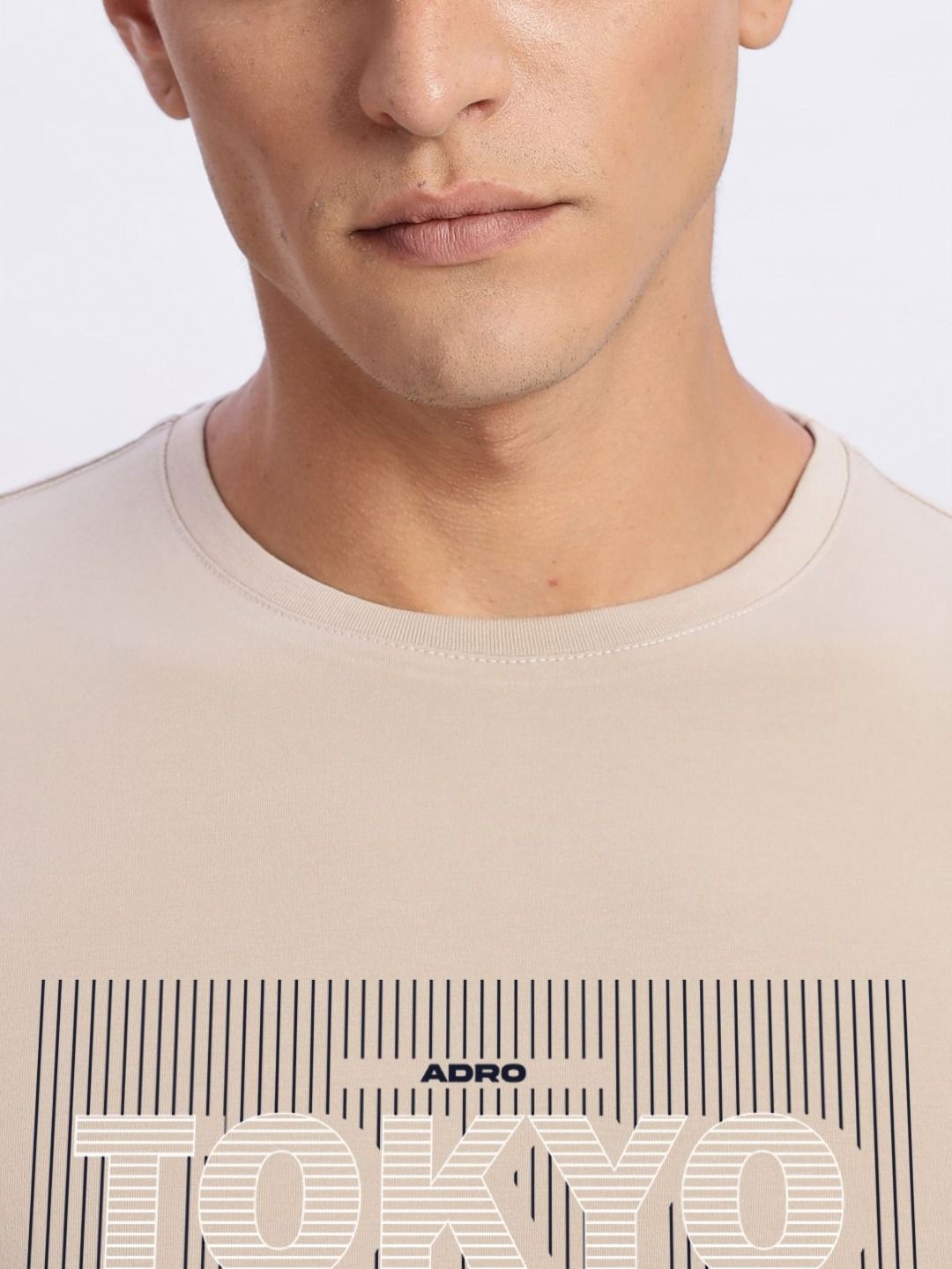 ADRO Typography Printed Round Neck Cotton T-shirt