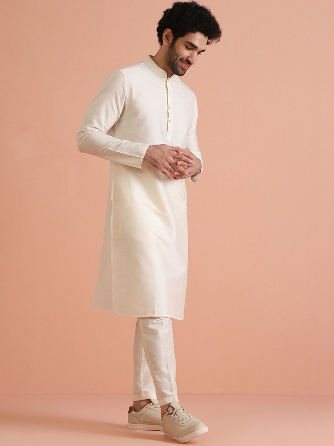 KISAH Mandarin Collar Pastel Straight Kurta
