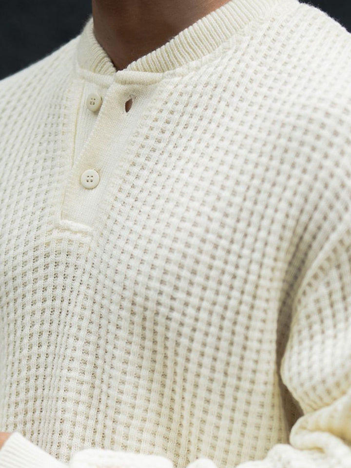 Powerlook Self Design Henley Neck Sweaters