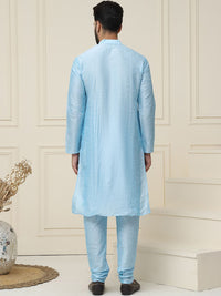 SOJANYA Mandarin Collar Silk Cotton Straight Kurta with Churidar