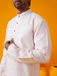 SOJANYA Band Collar Geometric Embroidered Straight Kurta