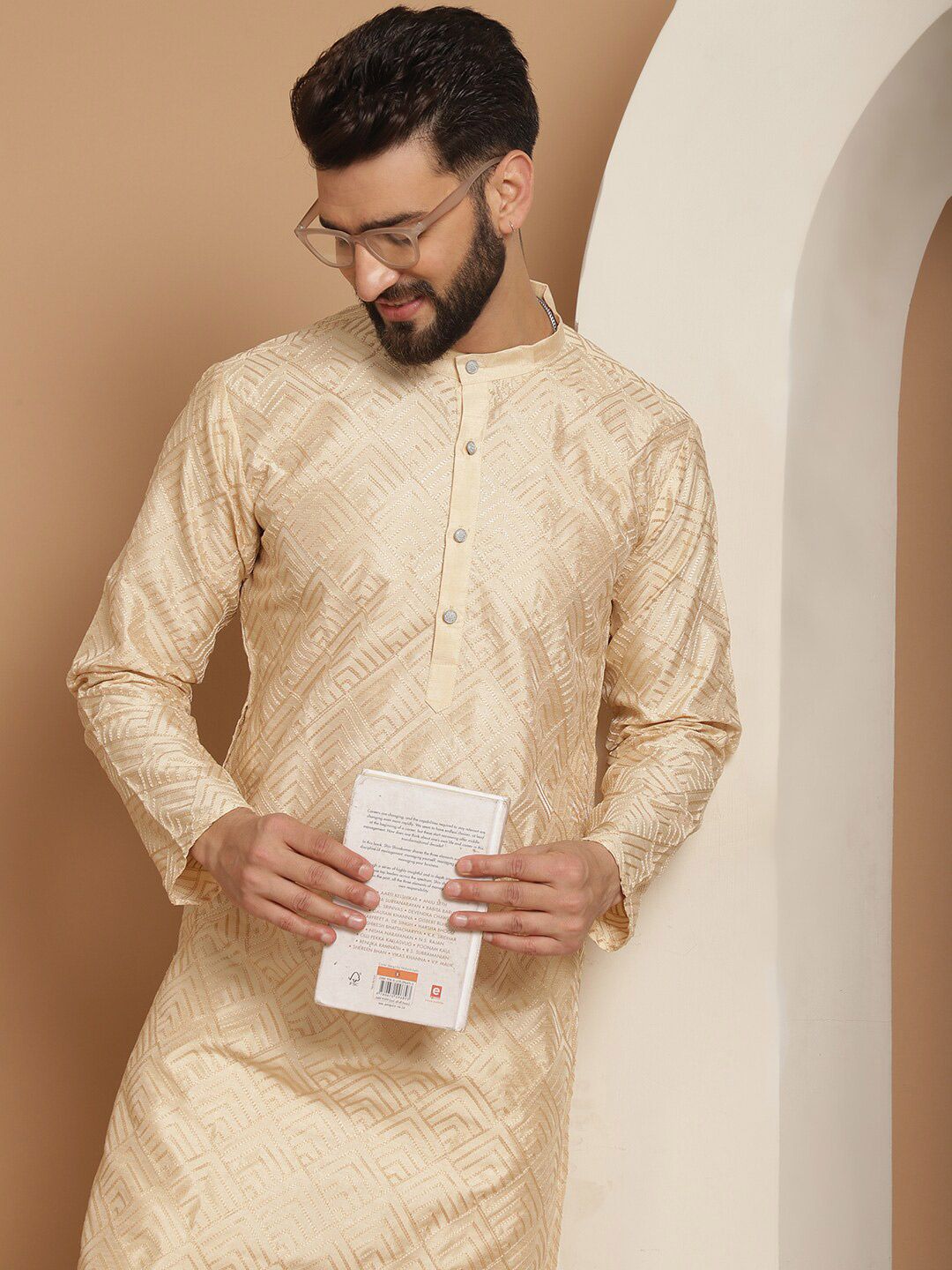 Anouk Embroidered Regular Pure Cotton Thread Work Detail Straight Kurta with Churidar