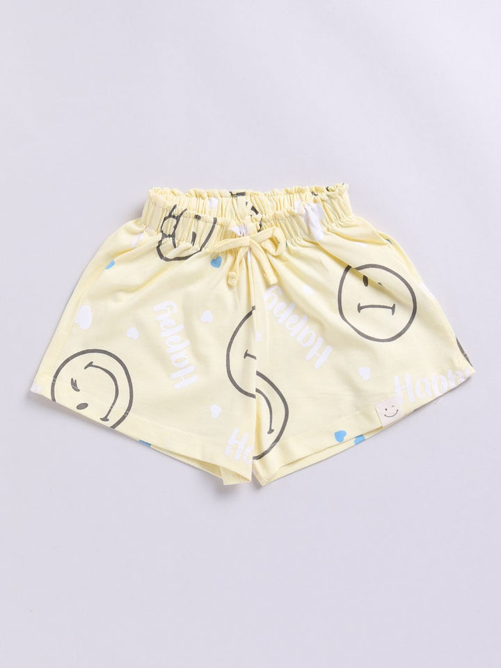 Happy Faces Girls Conversational Printed Pure Cotton Shorts